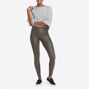 Spanx Moto Faux Leather Leggings Gray Size Small